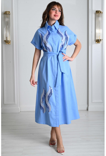 جلابية ميدي نسائية مطرزة بالترتر