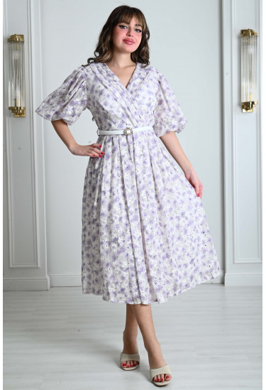 فستان نسائي ميدي بطباعات زهور