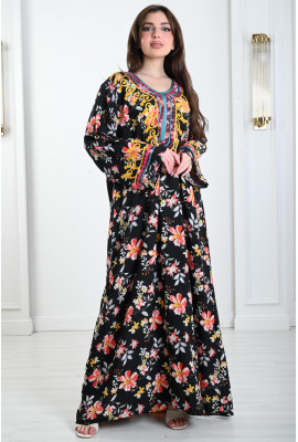 جلابية نسائية بطباعات زهور ذاهية