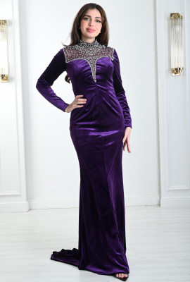 فستان نسائي سهرة مطرز علي الصدر