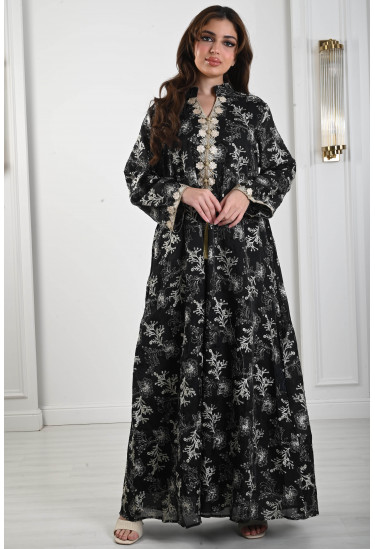 جلابية نسائية بتطريز فضي براق