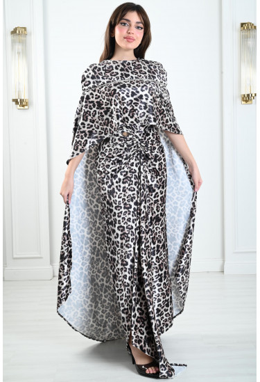 فستان راقي مزين بنقشة الفهد 