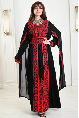 جلابية تراثية بأكمام طويلة مفتوحة 