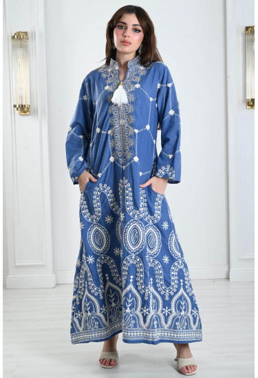 جلابية مطرزة نمط جيوب 