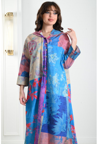 جلابية نسائية مزخرفة نمط قميص