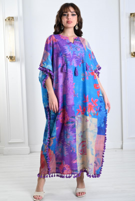 جلابية نسائية نمط دلايات من الخيوط 