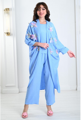 طقم نسائي مزين بالزهور 3 قطع