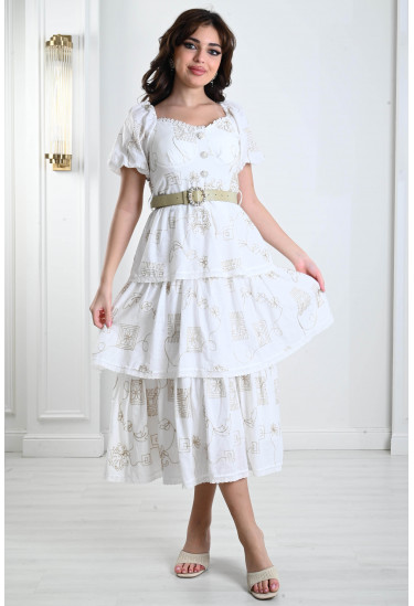 فستان نسائي أدوار كشكشة منقوش