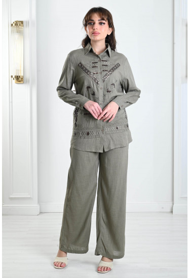 طقم نسائي كاجول مطرز