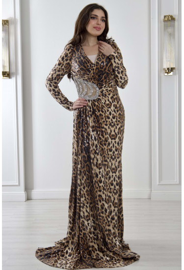 فستان سهرة نسائي مطرزة بنقشة التايجر فستان سهرة نسائي مطرزة بنقشة التايجر