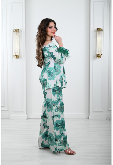 طقم نسائي ( بلوزة قصة الأوف شولدر - بنطال )