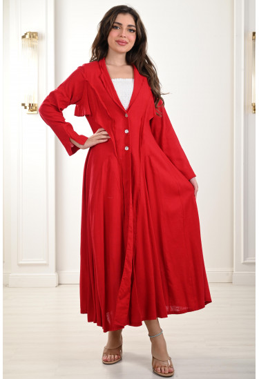 فستان نسائي بنمط كشكشة منسدلة على الصدر