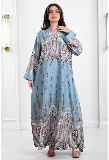 جلابية نسائية مرصعة بحبات ستراس لامعة 