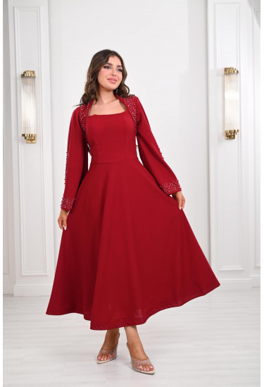 فستان ميدي باكمام مفتوحة