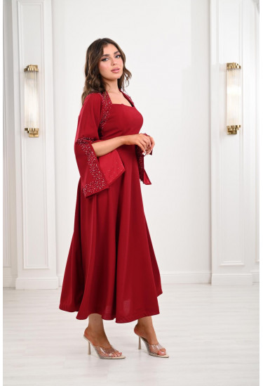 فستان ميدي باكمام مفتوحة