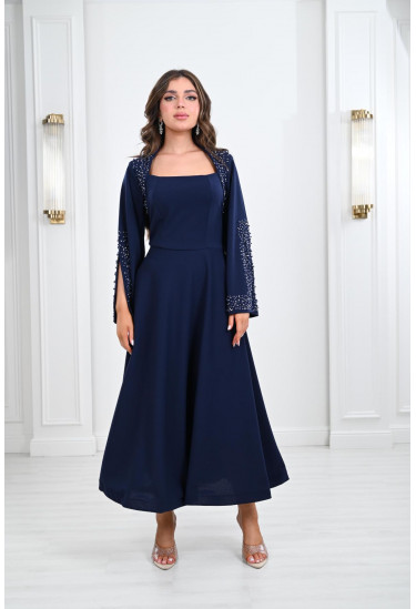 فستان ميدي باكمام مفتوحة