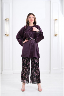 طقم نسائي (بلوزة واسعة + بنطال بيليسيه)