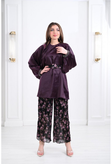 طقم نسائي (بلوزة واسعة + بنطال بيليسيه)