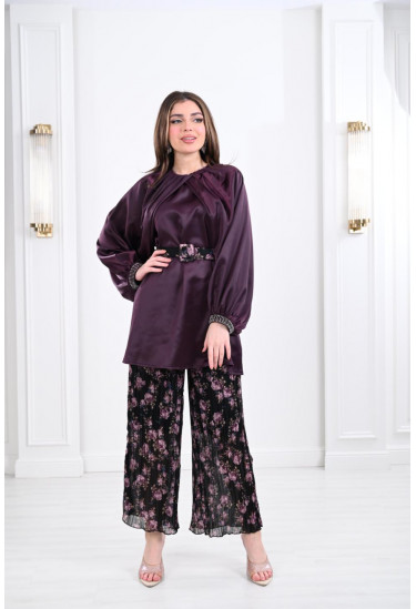 طقم نسائي (بلوزة واسعة + بنطال بيليسيه)