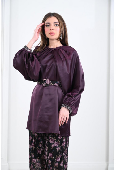 طقم نسائي (بلوزة واسعة + بنطال بيليسيه)