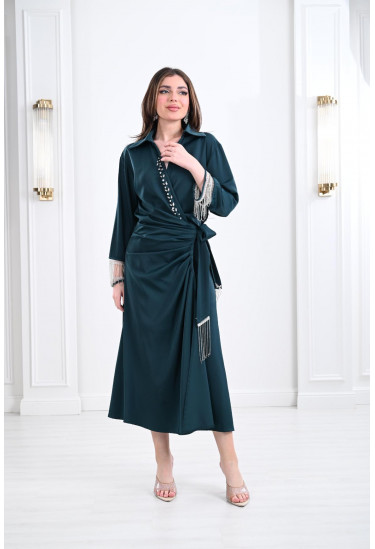 فستان بنمط لف باساور فضية مذهلة