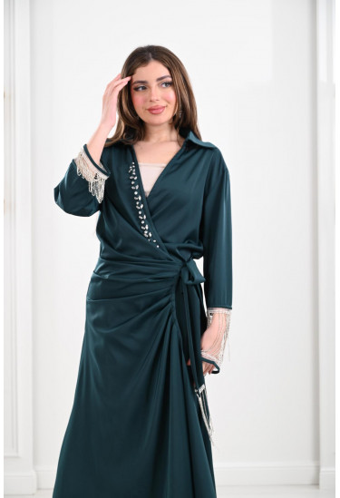 فستان بنمط لف باساور فضية مذهلة