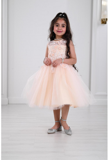 فستان اطفال مطرز من التل 