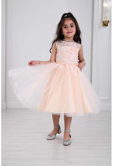 فستان اطفال مطرز من التل 