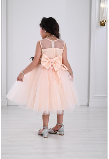 فستان اطفال مطرز من التل 