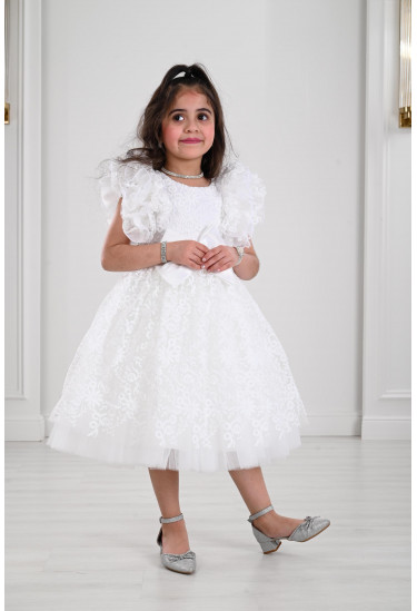 فستان اطفال تل منسوج باشكال رقيقة فستان اطفال تل منسوج باشكال رقيقة