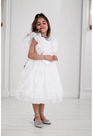 فستان اطفال تل منسوج باشكال رقيقة فستان اطفال تل منسوج باشكال رقيقة