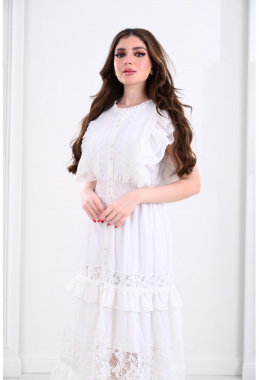 فستان صيفي مطرز بالدانتيل 