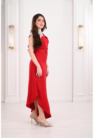 فستان مطرز تطريز خيالي على الكتف