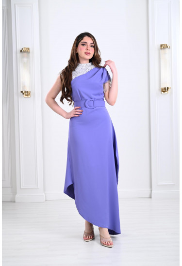 فستان مطرز تطريز خيالي على الكتف