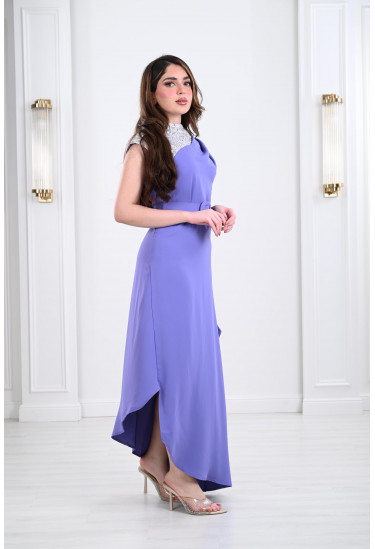 فستان مطرز تطريز خيالي على الكتف