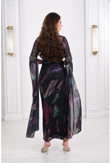 فستان نسائي بقصة مميزة واكمام منسدلة