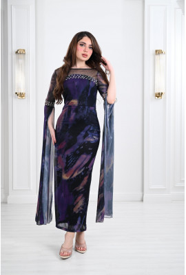 فستان نسائي بقصة مميزة واكمام منسدلة