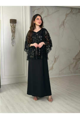 فستان نسائي بكيمونو قصير مطرز 