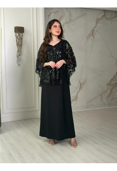 فستان نسائي بكيمونو قصير مطرز 