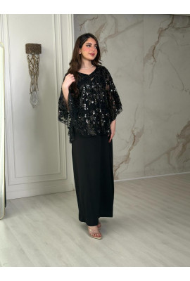 فستان نسائي بكيمونو قصير مطرز 