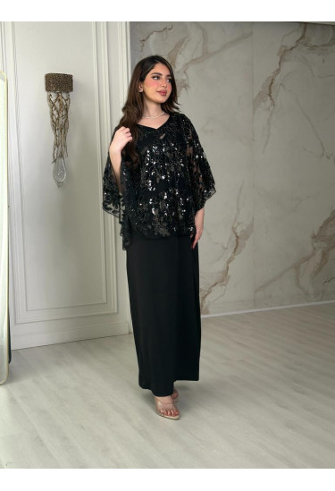 فستان نسائي بكيمونو قصير مطرز 