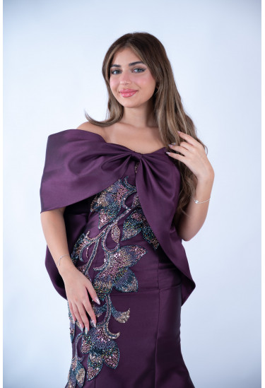 فستان سهرة أوف شولدر بفيونكة