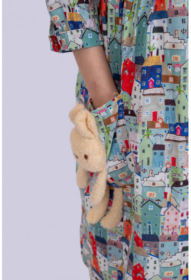 فستان بناتي مزين بدب علي الكتف 