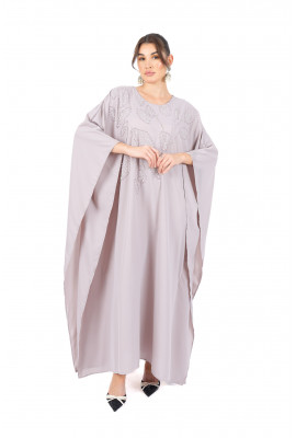 جلابية شيفون واسعة بتطريز ناعم