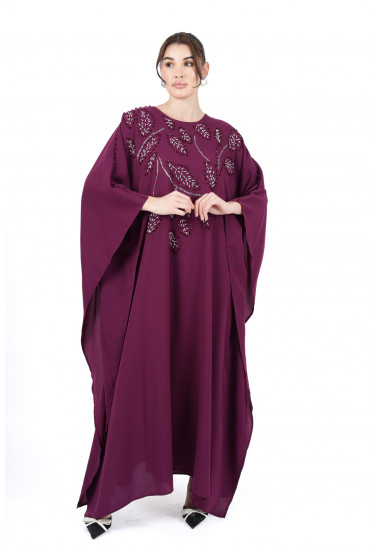 جلابية شيفون واسعة بتطريز ناعم