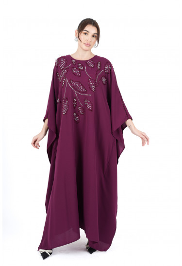 جلابية شيفون واسعة بتطريز ناعم