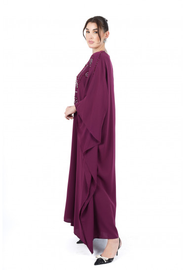 جلابية شيفون واسعة بتطريز ناعم