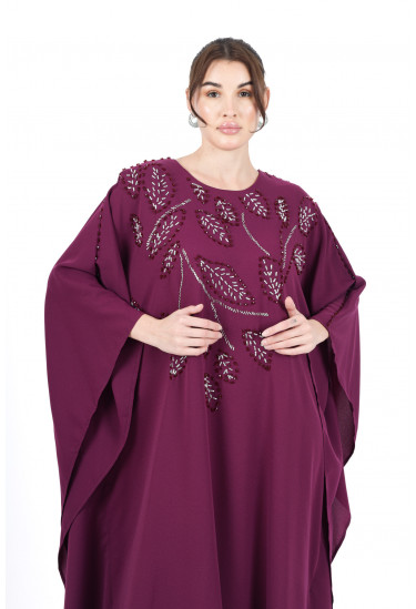 جلابية شيفون واسعة بتطريز ناعم