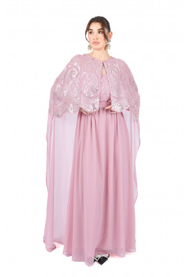 فستان سواريه  أنيق بكاب مطرز