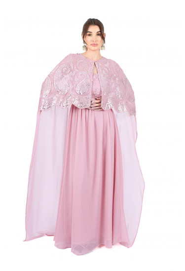 فستان سواريه  أنيق بكاب مطرز